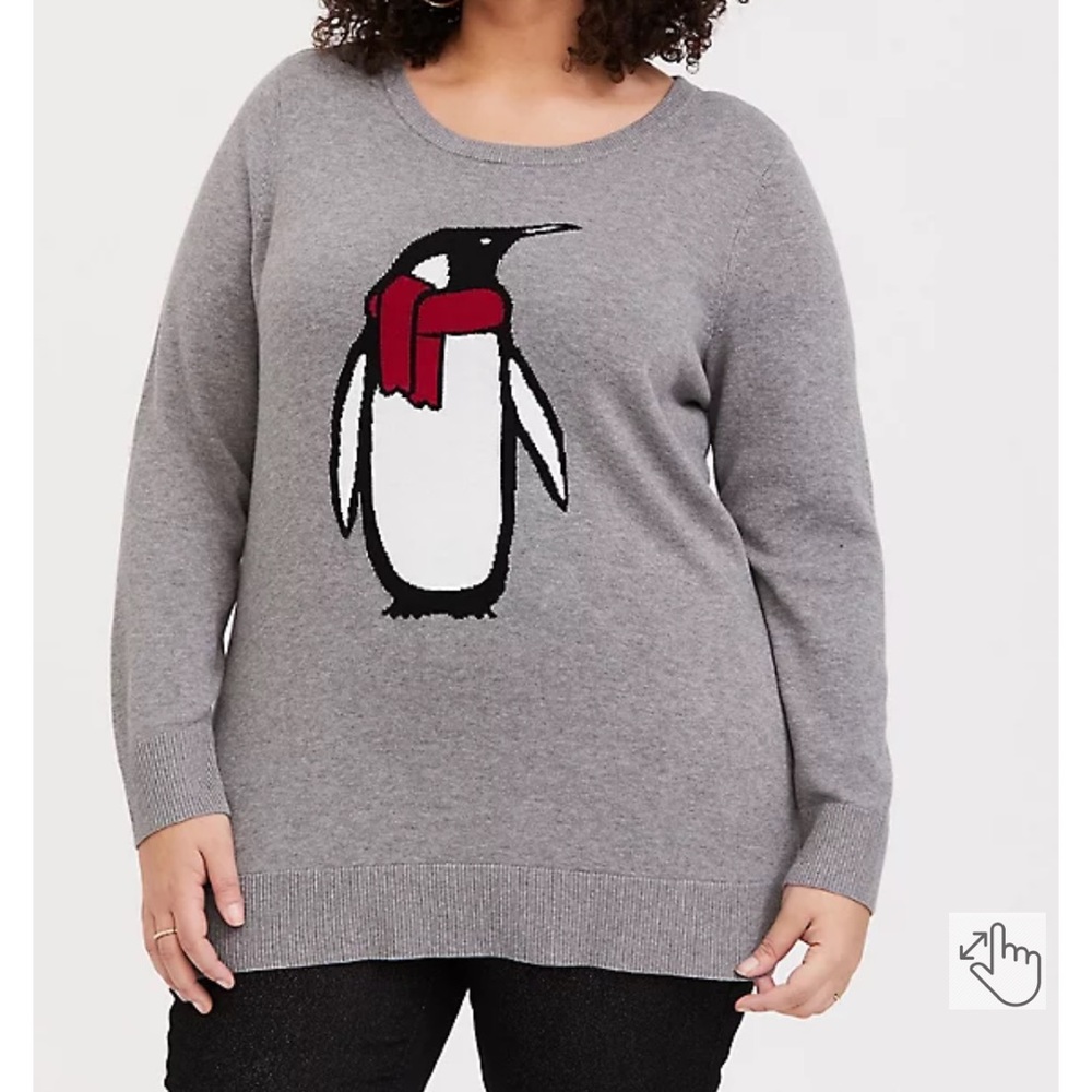 TORRID GREY PENGUIN SWEATER SIZE 1